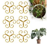 Ensemble de Supports de tiges de Plantes en métal en Forme de Fleur | Supports de plantes en fer Supports de plantes réglables for plantes de jardin bonsaï(Golden Heart,6pcs)