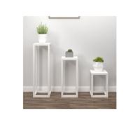 Ensemble de supports pour plantes 3pcs Blanc Bois de pin massif 822268
