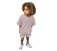 Ensemble de survêtement 2 pièces pour bébé garçon et Fille, Tenue d'été Unie à Manches Courtes et Short (1-2 Years)