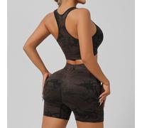 Ensemble de survêtement 2 pièces pour femme, costume de yoga avec short taille haute et soutien-gorge de fitness rembourré à la poitrine, couleur unie, confort quatre saisons pour femme (taille M