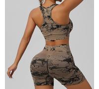 Ensemble de survêtement 2 pièces pour femme, costume de yoga avec short taille haute et soutien-gorge de fitness rembourré à la poitrine, couleur unie, vêtement confortable quatre saisons pour femme