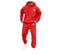 Ensemble de survêtement 2 pièces pour homme à capuche avec capuche graphique - Pantalon de survêtement confortable à lacets - Manches longues - Pantalon de survêtement décontracté pour homme, rouge