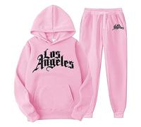 Ensemble de survêtement 2 pièces pour homme à capuche tendance automne pantalon de survêtement décontracté hiver automne survêtement pantalons de survêtement lettres graphiques voyage 2025, rose, M