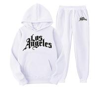 Ensemble de survêtement 2 pièces pour homme à capuche tendance automne pantalon de survêtement décontracté hiver automne survêtement pantalons de survêtement lettres graphiques voyage 2025, blanc, M