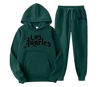 Ensemble de survêtement 2 pièces pour homme à capuche tendance automne pantalon de survêtement décontracté hiver automne survêtement pantalons de survêtement lettres graphiques voyage 2025, Vert, M