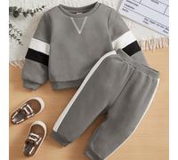 Ensemble de survêtement et pantalon casual simple avec blocs de couleur pour bébé garçon, pour l'automne/l'hiver 6-9M,9-12M,12-18M,18-24M,2-3YGéométriqueTissu tricoté