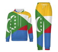 Ensemble De Survêtement Imprimé Drapeau Des Comores Ensemble Complet Survêtement Manches Longues 2 Pièces Ensemble De Détente Hommes Femmes Grande Taille Sweat Capuche Pantalon De Jogging Cordon Xl