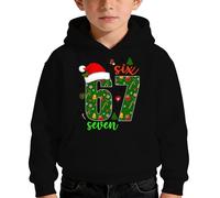 Ensemble de survêtement Polaire pour Fille- Chaud et Chaud pour Noël et l'hiver- Sweat-Shirt à Capuche imprimé de Noël- Taille 67. Tenue décontractée et Mignonne pour Enfants. (Black- 7-8 Years)