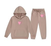 Ensemble de survêtement polaire pour filles, sweat à capuche et jogging doux, tenue décontractée d'hiver avec imprimé tendance, idéal pour les tout-petits et adolescentes, confort et chaleur assurés