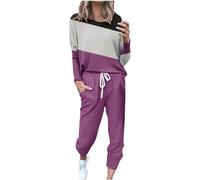 Ensemble de survêtement pour femme de sport, 2 pièces, décontracté, combinaison de gymnastique, avec manches longues, pantalon avec poches et cordon de serrage, vêtements de yoga, gym et fitness à la