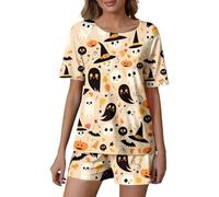 Ensemble de survêtement pour femme Ensemble de shorts confortables pour femme pour se détendre et dormir. Ensemble doux à manches courtes pour une robe de journée confortable, Jaune clair., M