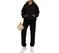Ensemble de survêtement pour femmes en polaire d'hiver - Ensemble de jogging uni en deux pièces - Ensemble de vêtements chauds en polaire - Ensemble de survêtement oversize - Ensemble de jogging sport