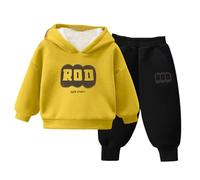 Ensemble de Survêtement pour Garçon, Sweat et Pantalon de Jogging, Couleur Unie, Pantalon de Jogging Ensembles Sweat à Capuche en Polaire, pour l'Hiver Pull à Manches Longues (Yellow, 1-2 Years)