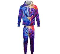 Ensemble de survêtement pour Hommes pour Femmes Équitation Cheval Sweats à Capuche et Joggings imprimés en 3D Pantalons de survêtement 2 pièces Casual Sportswear