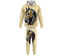Ensemble de survêtement pour Hommes pour Femmes Équitation Cheval Sweats à Capuche et Joggings imprimés en 3D Pantalons de survêtement 2 pièces Casual Sportswear