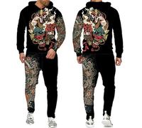 Ensemble de survêtement pour Hommes Samurai Tattoo Sweats à Capuche imprimés en 3D et Joggers Pantalon de survêtement Set Deux pièces Costume de Sport décontracté