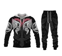 Ensemble de survêtement pour Hommes Viking Warrior 3D Printed Sweats à Capuche et Pantalon de Jogging Costume Deux pièces Set Sportswear Casual Sweatshirt Set