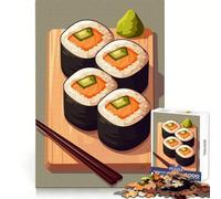Ensemble de sushis avec Baguettes Puzzle de 1000 pièces pour Adolescents Défi Intelligent Loisirs paisibles Finition soignée Cadeau de Vacances (38x26cm)