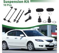 Ensemble De Suspension Avant De 10 Pièces - Embout De Biellette De Direction Intérieure Et Extérieure, Barre Stabilisatrice Avant, Rotule Inférieure Avec Soufflet Pour Mazda