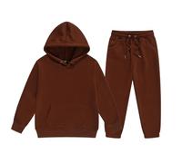 Ensemble de sweat à capuche d'hiver Europe et États-Unis Taille Cu et Fille Capuche Sport Multicolore Mamas Boy Vêtements pour bébé, café, 10-11 ans