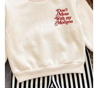 Ensemble de Sweat-shirt-shirt décontracté pour bébé garçon comprenant un Top d'automne à col rond et un pantalon décontracté rayé; le Top est imprimé avec le texte "Ne vous attaquez pas à ma maman." 6