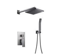 Ensemble de système de Douche à Effet de Pluie de Luxe, 2 Fonctions, Douche dissimulée, Colonne, avec Pomme de Douche à Effet de Pluie de 8 Pouces et pulvérisateur à Main, Gris