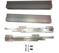 Ensemble de système de tiroirs GRASS Nova Pro SCALA - Extension complète amortie et synchronisée, capacité de charge 40 kg, hauteur 90 mm avec fermeture douce - Tiroirs de 350 mm - Argent