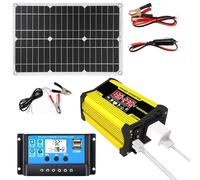 Ensemble De Système D'énergie Solaire - Convertisseur De Tension 300 W, Panneau Solaire 18 W Et Contrôleur Intelligent 30 A | Onduleur DC AC Avec 2 Ports USB, Kit SolaireHors Réseau Pour Maison