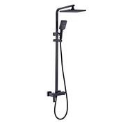 Ensemble de système douche à effet pluie avec remplisseur bain, ensemble en laiton réglable pommeau et douchette main, for la maison, l'hôtel salle sport, noir(Nero)