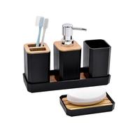 Ensemble De Systèmes Stockage Salle Bain Imperméable À 5 Pièces Comprend Le Disqueur La Brosse À Dents du Distributeur Savon Plateau Gobelets Et Les Décors La Salle Bain des