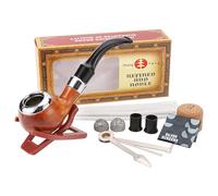 Ensemble de tabac à pipe à fumer style vintage avec outils et accessoires de nettoyage | Pile à baquelite et tabac métallique, pipe filtre en faux bois, support à pipes, tambeur, nettoyants