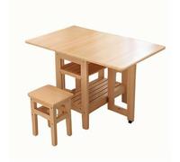 Ensemble de table à feuilles de dépôt, table de dîner pliante et 4 chaises, table de sauvegarde de l'espace d'extension avec étagère et roues de rangement à 2 couches, pour la cuisine / salon / chambr