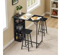 Ensemble De Table à Manger 3 Pièces, Ensemble Table Et Chaises De Bar Pour 2 Personnes, Coin Repas De Cuisine Avec étagères De Rangement à 3 Niveaux Pour Petits Espaces, Appartements, Cuisines