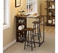 Ensemble De Table à Manger 3 Pièces, Ensemble Table Et Chaises De Bar Pour 2 Personnes, Coin Repas De Cuisine Avec étagères De Rangement à 3 Niveaux Pour Petits Espaces, Appartements, Cuisines