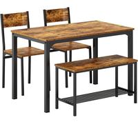 Ensemble de table à manger 4 pièces - Sogeshome - Rétro - Bois - Acier - Industriel - Loft