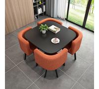 Ensemble de table à manger 5 pièces pour 4 personnes, comprenant 1 table et 4 chaises, idéal pour les négociations au bureau, la cuisine, le salon, un balcon, une pâtisserie ou un hôtel.