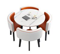 Ensemble De Table à Manger avec des Chaises de Cuisine, Tables de Réception Moderne pour Salle de Réunion, pour Petits Espaces, Table Basse de Cuisine et Bar(Orange White)