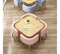 Ensemble de table à manger carré pour 4 personnes avec dessus et chaises en marbre, idéal pour la réception de bureau, le salon, la salle à manger et la cuisine
