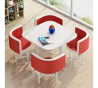 Ensemble de table à manger carrée en cuir avec chaises, mobilier moderne de cuisine et de bureau, parfait pour le salon, le café et les zones de réception