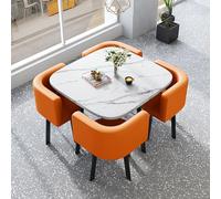 Ensemble de table à manger carrée moderne pour 4 personnes - Table de cuisine compacte et chaise combo pour les petits espaces, idéal pour les réunions d'affaires et les repas familiaux (taille