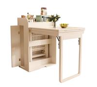 Ensemble de table à manger de dable, table à manger pliante avec 4 chaises, peut être utilisée comme buffet, table en bois de mur de sauvegarde de l'espace pour le salon de cuisine du restaurant