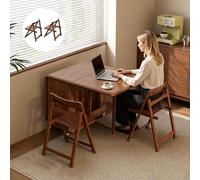 Ensemble de Table à Manger Extensible et Pliante en Bois Massif, Table à Manger à abattant, avec 2-6 Chaises Et Tiroir De Rangement, for Cuisine, Salle à Manger et Salon,130cm Table & 2 Chairs