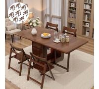 Ensemble de Table à Manger Extensible et Pliante en Bois Massif, Table à Manger à abattant, avec 2-6 Chaises Et Tiroir De Rangement, for Cuisine, Salle à Manger et Salon,130cm Table & 8 Chairs