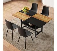 Ensemble de table à manger moderne avec armoire de rangement intégrée et 4 fauteuils, coussin d'assise étendu, construction métallique robuste, utilisation polyvalente pour salle à manger, cuisine