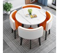 Ensemble De Table à Manger Moderne pour 4,5 Pièces Salle à Manger Ronde, Table Et Chaises pour 4, pour La Maison, La Cuisine, Le Salon, La Salle à Manger, B