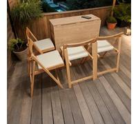 Ensemble de Table à Manger Pliante 5 pièces de 140 cm, Table Extensible à abattants Peu encombrante, Table de Salle à Manger Mobile en Bois Massif avec 4 chaises et roulettes for Cuisine