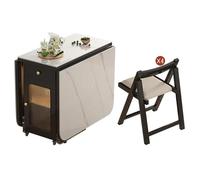 Ensemble de Table À Manger Pliante Avec 4 Chaises, Bureau Pliable À Abattant Rabattable, Table de Cuisine Mobile, Aucun Assemblage Requis(Black,120cm/47.2in)