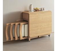 Ensemble de Table à Manger Pliante en Bois Massif Peu encombrante avec Rangement et roulettes