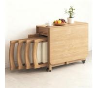 Ensemble de Table à Manger Pliante, Table de dîner de Cuisine de Ferme en Bois avec 4 Roues et Rangement caché Tables à abattants rétractables for la Maison for Appartement