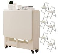 Ensemble de table à manger pour 4 personnes, table pliante et chaises, table à manger extensible en bois avec chaises, table à manger pliante pour cuisine, salle à manger, salon (blanc avec 6 chaises)